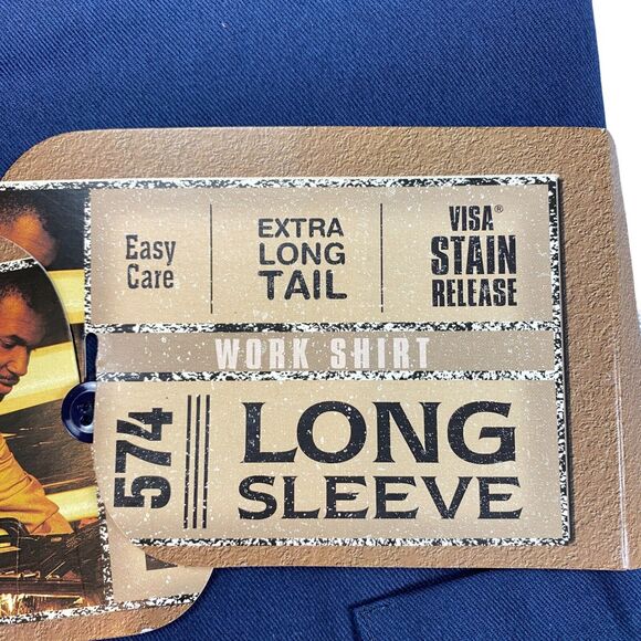 Dickies Shirt Mens M Navy Stain Release 574 Long Sleeve Uniform Work Button Down - Picture 3 of 10